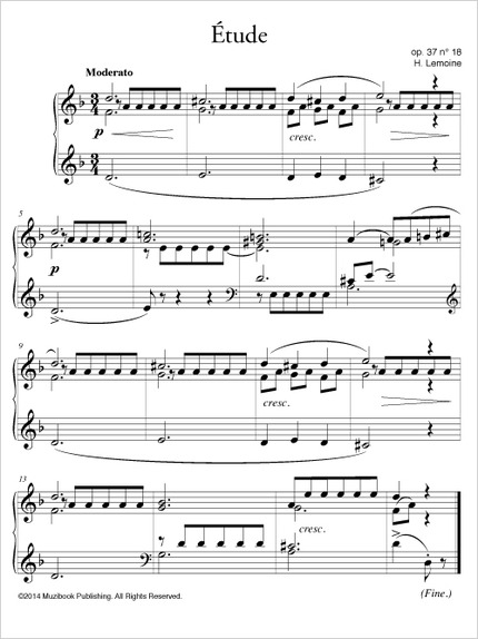 Étude op. 37 n° 18 ''Moderato'' - Henry Lemoine - Muzibook Publishing