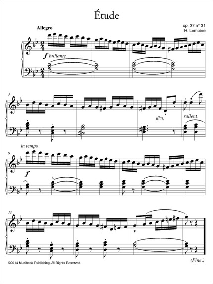 Étude op. 37 n° 31 ''Allegro'' - Henry Lemoine - Muzibook Publishing