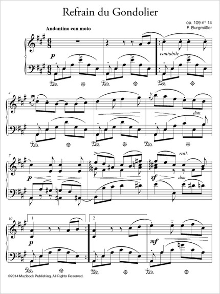 Refrain du Gondolier op. 109 n° 14 - Friedrich Burgmüller - Muzibook Publishing