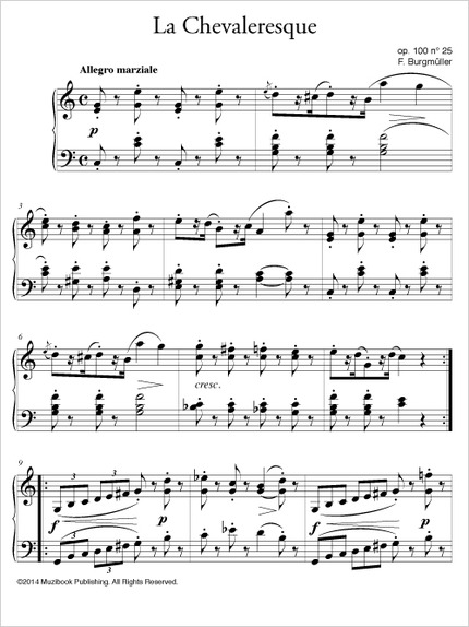 La Chevaleresque op. 100 n° 25 - Friedrich Burgmüller - Muzibook Publishing