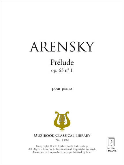 Prélude en la mineur op. 63 n° 1 - Anton Arensky - Muzibook Publishing