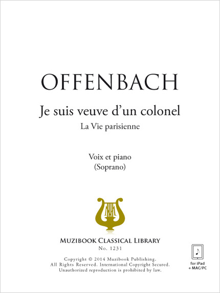 Je suis veuve d'un colonel - Jacques Offenbach - Muzibook Publishing
