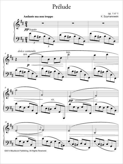 Prélude en si mineur op. 1 n° 1 - Karol Szymanowski - Muzibook Publishing