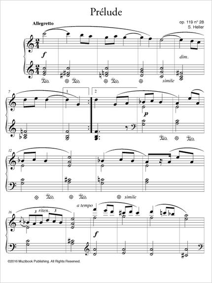 Prélude en do majeur op. 119 n° 28 - Stephen Heller - Muzibook Publishing
