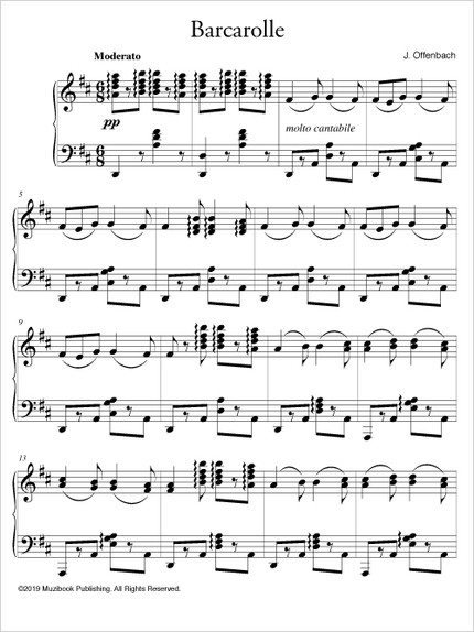 Barcarolle (version piano solo) - Jacques Offenbach - Muzibook Publishing